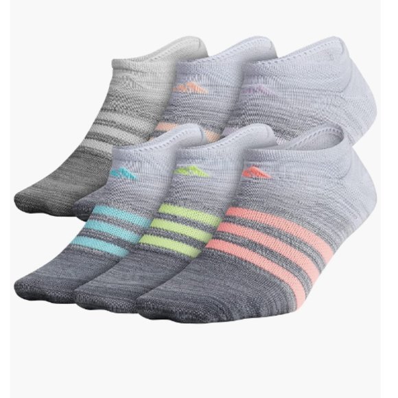 adidas Other - adidas Girls Kids-girl's Superlite No Show Socks (6-pair) L(3Y-9)
